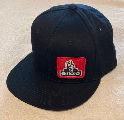 BLACK HAT WITH RED WOVEN PATCH